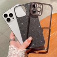 thumbnail image 3 of Compatible with iPhone 13 Pro Max Glitter Plating Case, Luxury Bling Sparkly Shiny Clear Case for iPhone 13 Pro Max 6.7" Camera Protection Soft TPU Shockproof Back Cover for Women Girl Black, 3 of 12
