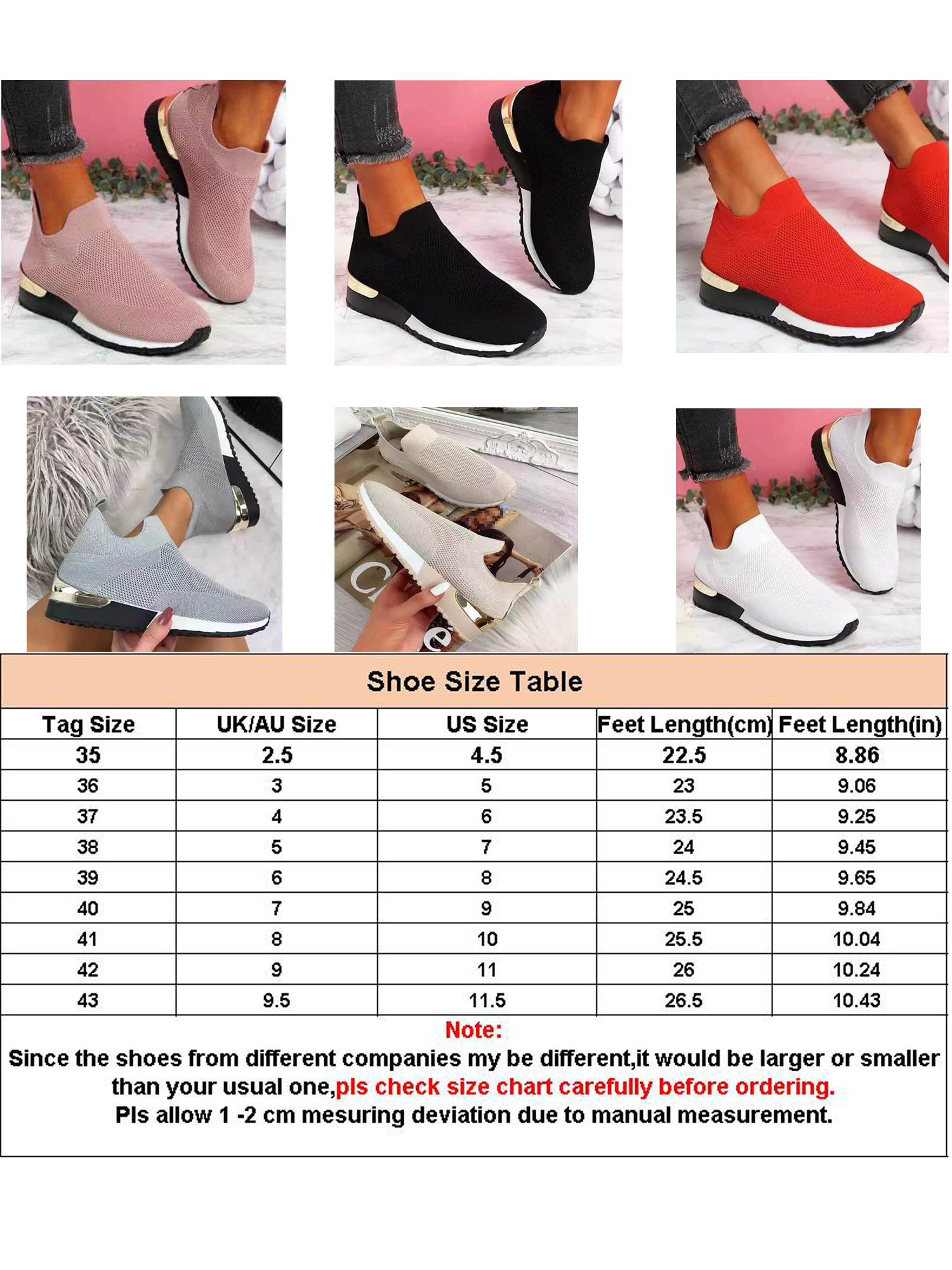 UKAP Women Slip On Sneakers Comfort Walking Running Shoes Casual Gym Trainers - image 2 of 2