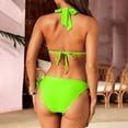 thumbnail image 4 of Women’s Two Piece Bikini Set with Adjustable Halter Triangle Top and Side Tie Bottoms for Swimwear Beachwear Fluorescent Green XL, 4 of 6