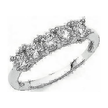2CT Lab Created Diamond (VVS1,G-H) Round Five-Stone Ring 14K White Gold Fine Jewelry for Women Gifts