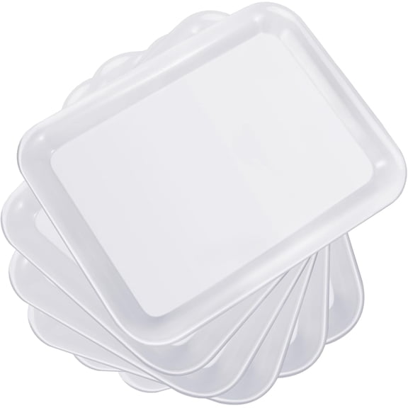 6 PCS White Plastic Serving Trays,13" x 10"Serving Platter,White Serving Tray for Party Supplies,Reusable Plastic Trays,Food Tray for Snacks Fruit Dessert in Kitchen & for Parties
