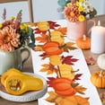 thumbnail image 4 of ERUNPONLY Orange Yellow Pumpkin Fall Table Runner - 72 Inch Long Thanksgiving Botanical Farmhouse Leaf Cotton Linen Dress Scarves Farmhouse Table Runner for Kitchen Dining, Coffee Table, 16" x 72", 4 of 8