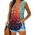 thumbnail image 2 of Gibobby Mujeres Casual Tie Dye Vintage Impresión Cuello en V Sin mangas Chaleco Camiseta Blusa Tops(Verde,CH), 2 of 5