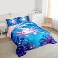 thumbnail image 3 of Castle Fairy Cute Axolotl Queen Comforter Set,Cartoon Pink Animal Bedding Comforter Set, 3 of 8