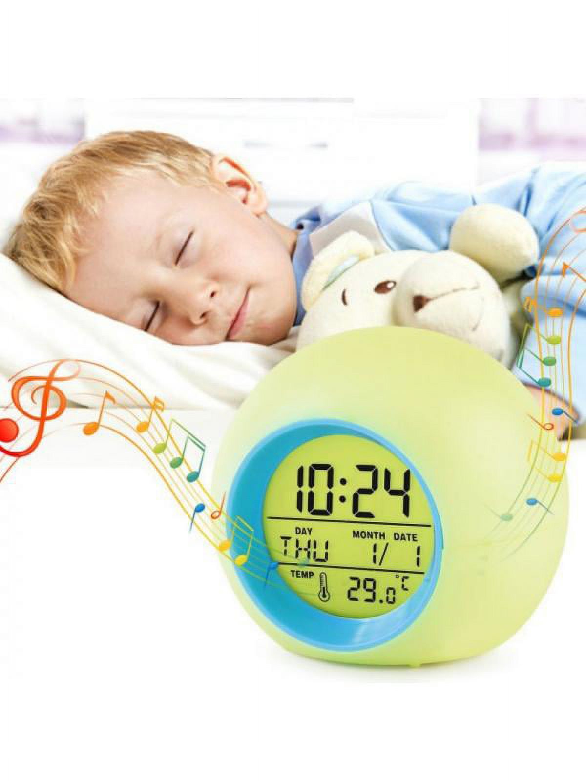 SLD - Sveglia Bambini Digital, 7 Colori Silicone Pat Night Light