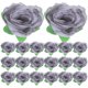 thumbnail image 1 of 50 rosas artificiales de 3 cm para decoración de bodas (gris), 1 of 5