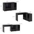 thumbnail image 3 of YYAO Convertible L-Shaped Computer Desk, Home Desk with Storage Shelf and Drawer Cabinet, Black, 3 of 6
