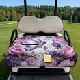 thumbnail image 2 of FUIALDOLG 51x30Inch Purple Floral HummingbirdsGolf Cart Seat Covers Universal Golf Cart Seat Towel Blacken with Pocket Fit Most 2 Seats Club Car Decor Accessories, 2 of 8