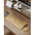 thumbnail image 2 of Wireless Keyboard and Mouse Combo, Retro Round Keycaps, Full Size with Detachable Wrist Rest, 2.4G for PC,Ombre Latte Beige, 2 of 8