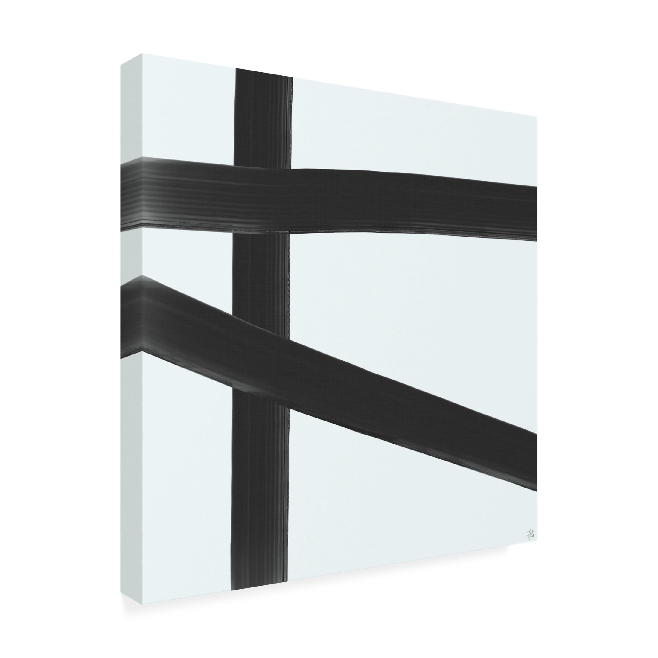 Canvas Wall Art - Line and Brush 'Three Brushed Lines 1' Wall Art for Living Room, Bedroom, or Office Décor by Trademark Fine Art - 18 x 18 Inches