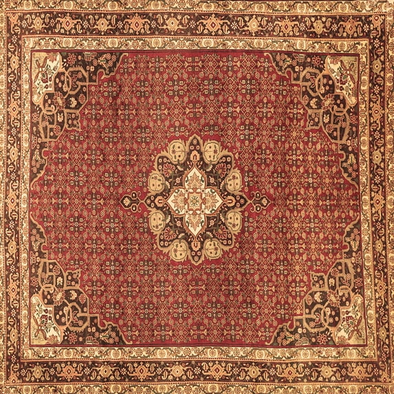 Ahgly Company Indoor Square Medallion Brown Traditional Area Rugs, 6' Square