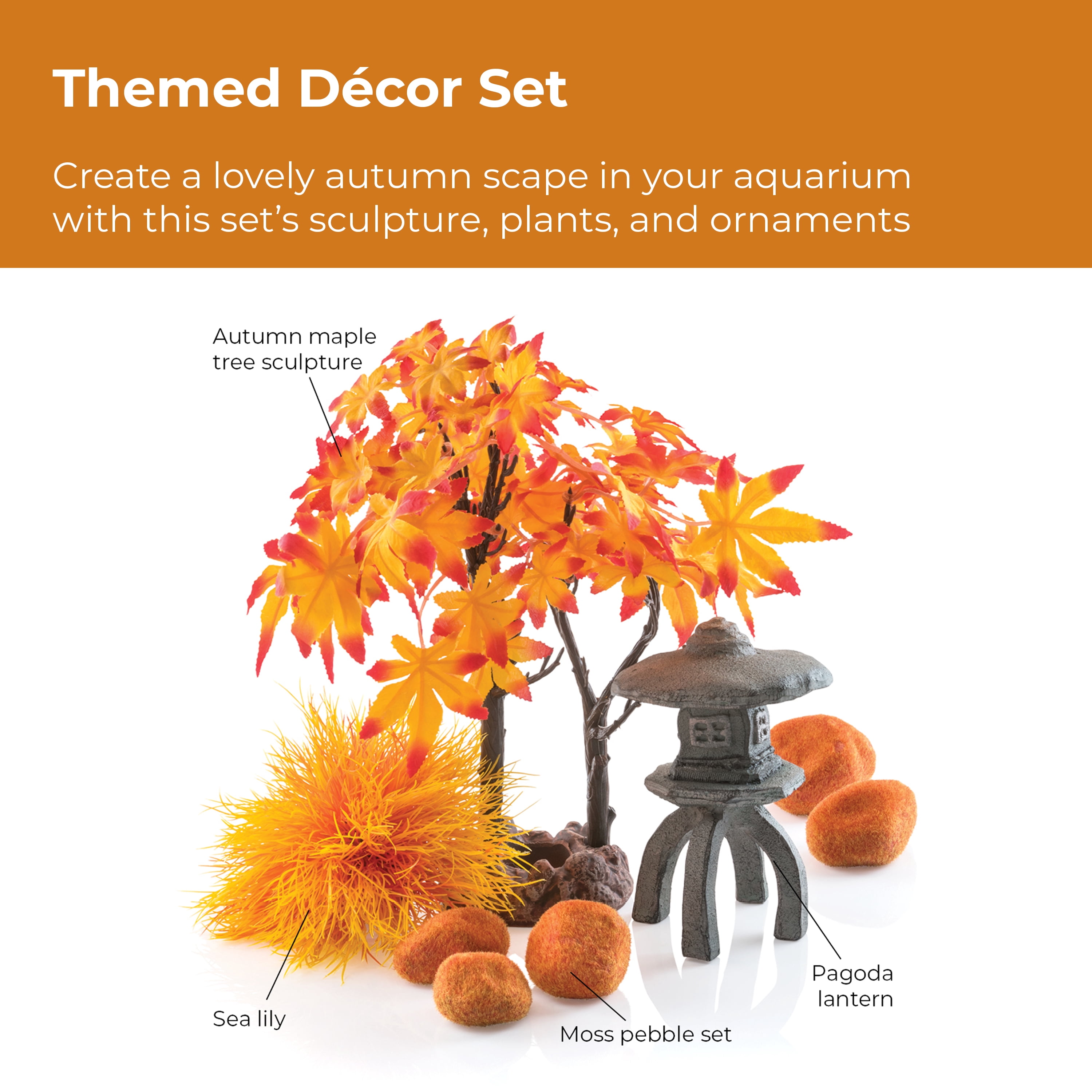 biOrb Autumn Aquarium Décor Set, Orange
