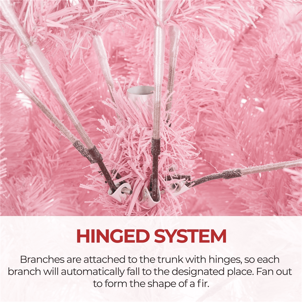 Alden Design 6Ft Unlit Flocked Artificial Christmas Tree with Foldable Stand, Pink Gradient