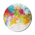thumbnail image 1 of Colorful Mouse Pad for Computers, Abstract Art Designed Color Splash Illustration on Plain Background, Round Non-Slip Thick Rubber Modern Gaming Mousepad, 8" Round, White and Multicolor, by Ambesonne, 1 of 2