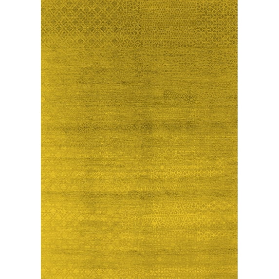 Ahgly Company Machine Washable Indoor Rectangle Oriental Yellow Industrial Area Rugs, 5' x 8'