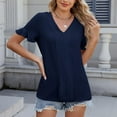 thumbnail image 6 of Yuwull Womens Summer Tops Womens Tops Casual Women'S New Short Sleeve V-Neck Lace Sleeve Solid Color Casual T-Shirt Summer Tops For Women On ClearanceXL, 6 of 8