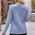 thumbnail image 4 of clear 50% off Usmixi Sale Womens Tops Sweater for Women Winter Cozy Soft Knitted Ribbed Irregular Button Pullover Sweater Tunic Tops Fall Trendy Solid Round Neck Long Sleeve Blouses Shirts, 4 of 5
