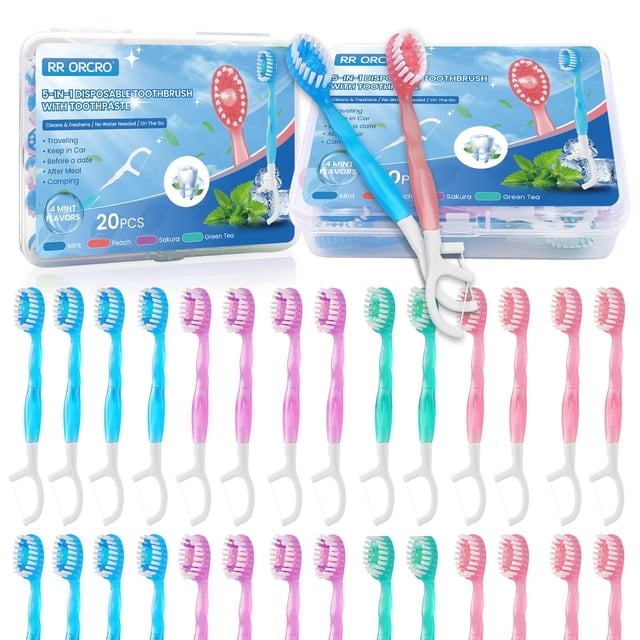 Cepillo de dientes desechable RR ORCRO Mini 5 en 1 con pasta de dientes x40