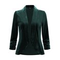 thumbnail image 1 of Cárdigan de Terciopelo para Mujer Allegra K Cárdigan de Frente Abierto con Solapa Verde oscuro M, 1 of 6