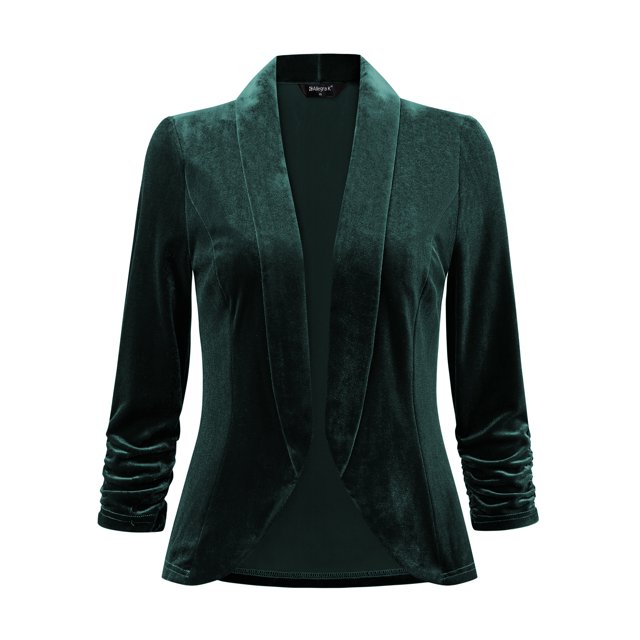 Cárdigan de Terciopelo para Mujer Allegra K Cárdigan de Frente Abierto con Solapa Verde oscuro M