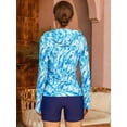 thumbnail image 2 of Attraco Women's Sun Protection Long Sleeve Hooded Swimming Shirt Pocket UPF 50+ Full Zip Printed Swimming Top Thumb Hole, 2 of 8
