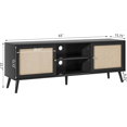 thumbnail image 3 of TV Stand for TVs up to 75'', Boho TV Console with Rattan Door, Shelves & 2 Cabinets, Entertainment Center for Living Room, Black, 3 of 11