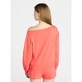 thumbnail image 3 of No Boundaries Off the Shoulder Sweatshirt with Long Sleeves, Women’s and Women's Plus XXS-4X, 3 of 5