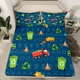 thumbnail image 1 of YST Kids Fitted Sheet Queen Size Garbage Truck Bed Sheets, Cartoon Car Vehicles Bedding Set Trash Waste Management Vehicle Sheets Refuse Classification Fitted Bed Sheets，No Top Sheet, 1 of 5