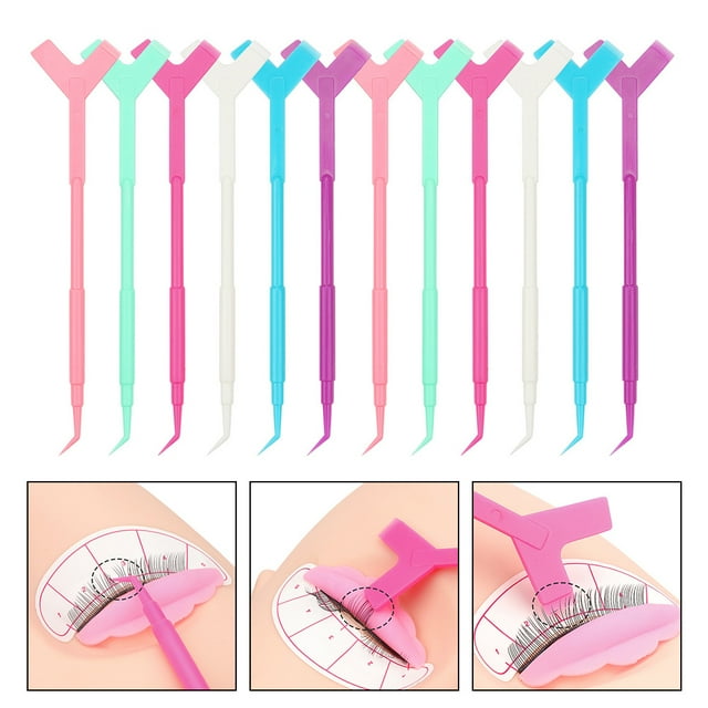 QUMIIRITY 60Pcs Eyelash Lifting Tools Plastic Lash Extension Aid Sticks with Assorted Colors