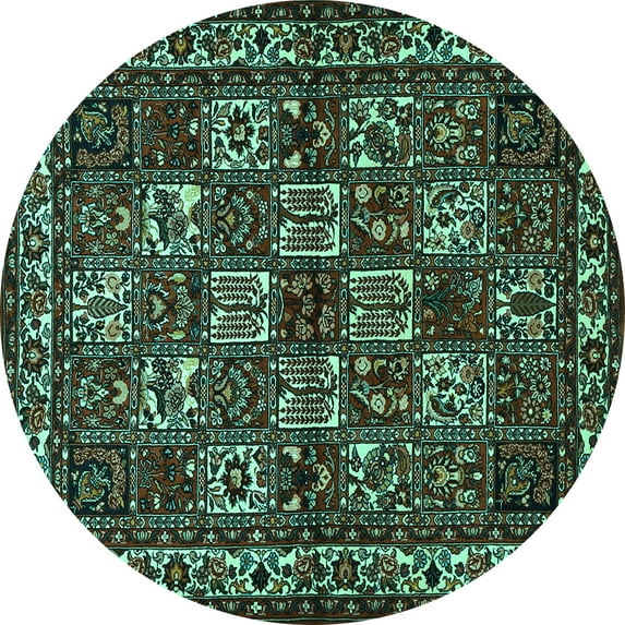 Ahgly Company Machine Washable Indoor Round Animal Turquoise Blue Traditional Area Rugs, 6' Round