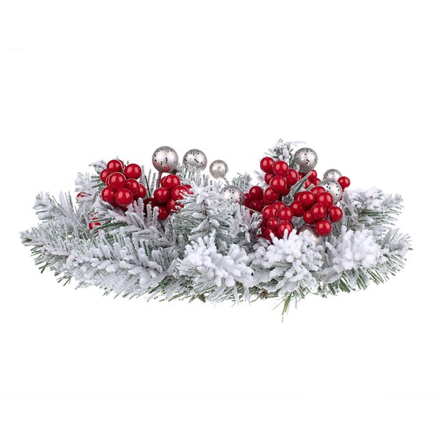 Portavelas de Navidad Guirnalda Frutos rojos flocados para la cocina (1PCS) Sywqhk Libre de BPA