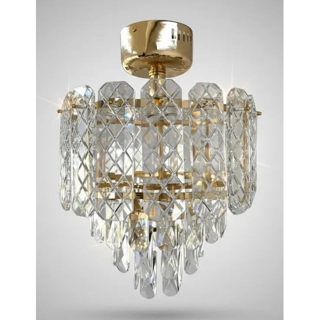 Lámpara Led Techo Gold Cristal 3 Temperaturas Cityluz