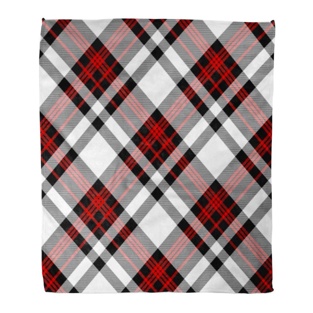 ASHLEIGH Flannel Throw Blanket Tartan Plaid Pattern Printing Pattern in
