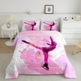 thumbnail image 3 of Feelyou Teens Skating Athlete Bedding Comforter Set, Pink Art Watercolor Twin Comforter Sets, Eat Sleep Ice Skates Reversible Bedding Set, Ultra Soft Bedroom Decor, 2-Piece, 3 of 9