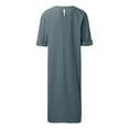thumbnail image 6 of Men's V-Neck Linen Robe Short Sleeve Kaftan Thobe Long Gown Casual Shirt for Beach, Summer, 6 of 6