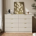 thumbnail image 4 of Furniway Beige Dresser for Bedroom, 8 Drawer Double Dresser with Gold Metal Handles, Modern Chest of Drawers for Bedroom, Living Room, Entryway and Closet, Beige, 4 of 7