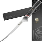 Kessaku Fillet Knife - 7 inch - Spectre Series - Flexible - Razor Sharp - Forged Japanese AUS-8 High Carbon Stainless Steel - Boning, Trimming, Skinning - Spanish Pakkawood Handle with Blade Guard