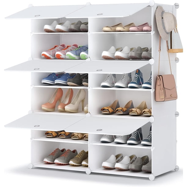 Zapatera de 6 niveles, gabinete con estantes de plástico para 24 pares de zapatos, organizador para clóset, pasillo, dormitorio, entrada