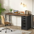 thumbnail image 1 of Tribesigns Coiffeuse de 47 Pouces avec 5 Tiroirs (1, Brun+noir), 1 of 5