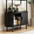 thumbnail image 6 of 71" Tall Bookshelf, 4-Tier Book Shelf with Storage Cabinet, Modern Bookcase with Sliding Door and Adjustable Footpad, Freestanding Storage Organizer Bookshelf for Living Room, Bedroom, Black, 6 of 7