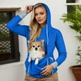 thumbnail image 4 of Womens Cat Dog Pouch Hoodie Pet Carrier Drawstring Hooded Sweatshirt Large Pocket Pullover Shirt for Women, 4 of 6