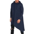 thumbnail image 2 of Zylarhe Men Splicing Hooded Solid Trench Coat Jacket Cardigan Long Sleeve Outwear Blouse Hooded Sweatshirt Men, 2 of 4