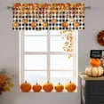 thumbnail image 6 of Thanksgiving Orange Pumpkin Valances for Windows, 42 x 18in, Autumn Orange Brown Leaf Black And White Geek Rod Pocket Kitchen Valance Curtain Light Filtering Window Treatments for Living Room Bedroom, 6 of 7