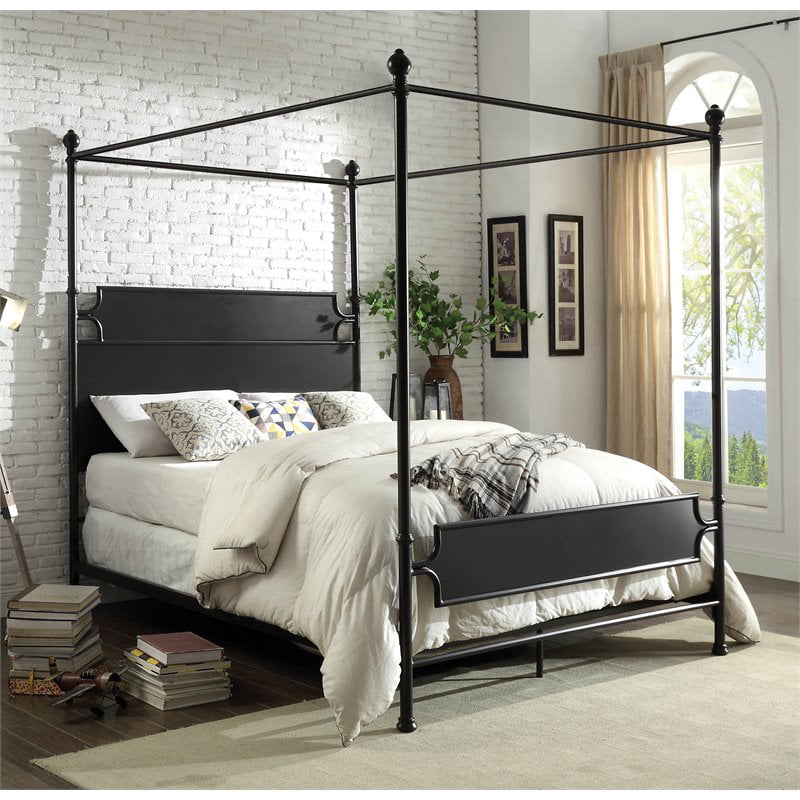 California King Canopy Bed, Black Metal Cal King Bed Frame
