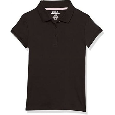IZOD BLACK Girls' School Uniform Short Sleeve Interlock Polo Shirt, US 2T