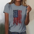 thumbnail image 2 of Levmjia Womens Top Fashion Printed T-Shirt Short Sleeve Round Neck Casual Independence Day Comfortable Blouse Vacation Daily Wear, 2 of 5