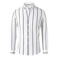 thumbnail image 2 of ZCFZJW Men's Stretch Wrinkle Free Dress Shirts Formal Wedding Prom Casual Striped Printed Long Sleeve Slim Fit Button Down Shirt White XXXL, 2 of 7