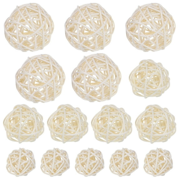 ETEREAUTY Bowl Fillers Balls Rattan Balls White 15Pcs
