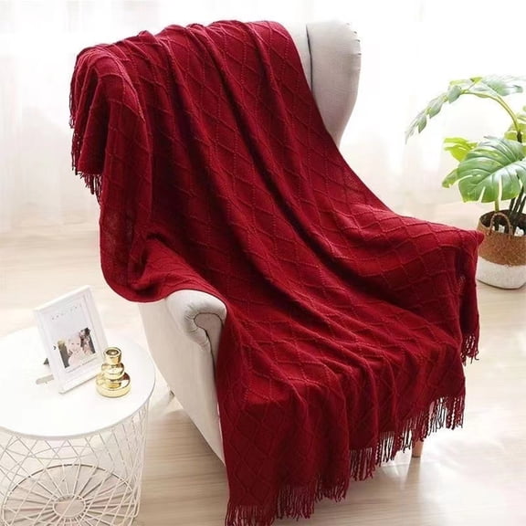 Taotanxi Knitted Gift Throw Blankets for Couch and Bed,Valentines Day Decor Blanket for Her Him Girlfriend Wife, Red Romatic Lightweight Decorative with Tassel, Farmhouse Warm Woven for Women, 50x67