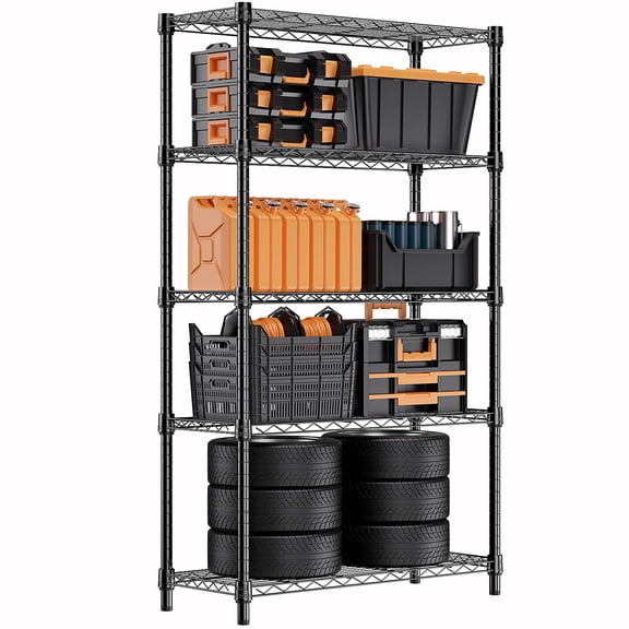 5 Tier Heavy Duty Shelving Unit Wire Shelf Rack Garage Storage 13.8"x35.4"x70.4"
